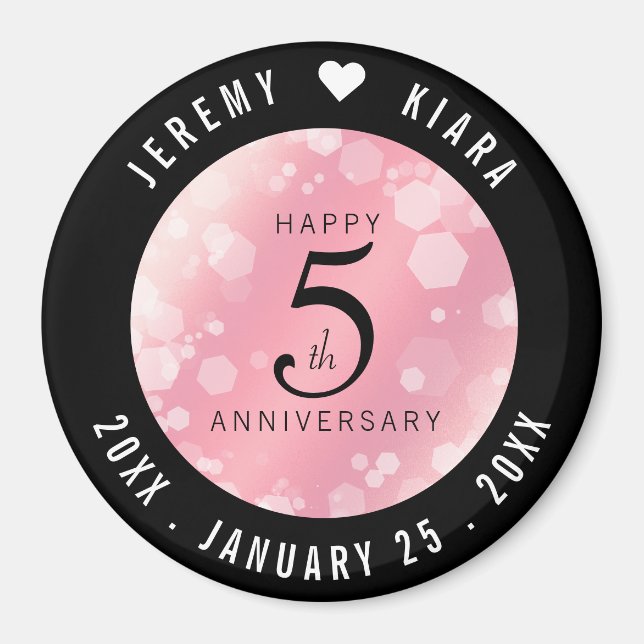 Elegante 5. Rose Quartz Hochzeitstag Magnet (Vorne)