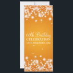 Elegante 60. einladung<br><div class="desc">Eleganter 60. Geburtstags-Party Einladungsentwurf mit orange Motiv des hoch entwickelten Winter-Scheins,  individueller Name und Datum und zusätzlicher Text. Beeindrucken Sie Ihre Familie und Freunde mit diesem stilvollen und modernen Entwurf. Völlig kundengerecht!</div>