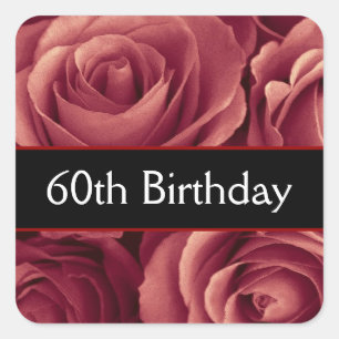 Elegante 60. Geburtstags-Rote Rosen Quadratischer Aufkleber