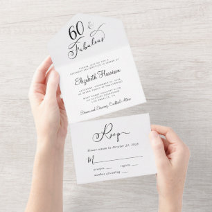 Elegante 60. Geburtstagsparty All In One Einladung