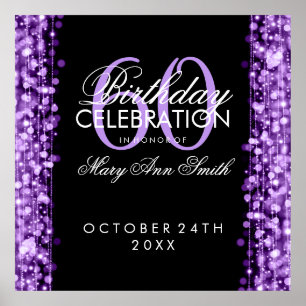 Elegante 60. Geburtstagsparty Glitzern Lila Poster