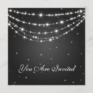 Elegante 60. Geburtstagsparty Sparkling Chain Blac Einladung