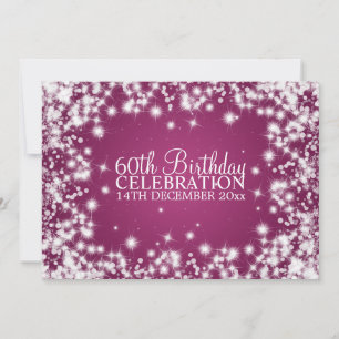 Elegante 60. Geburtstagsparty Winter Sparkle Berry Einladung