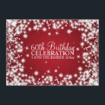 Elegante 60. Geburtstagsparty Winterspark Einladung<br><div class="desc">Elegantes 60. Geburtstagsparty-Einladungs-Design mit ausgeklügeltem Winter Sparkle Rot Motiv,  individuelle Name und Datum und Zusatztext. Beeindrucken Sie Ihre Familie und Freunde mit diesem stilvollen und modernen Design.</div>