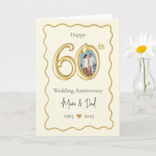 Elegante 60. Hochzeitskarte - Mama & Vater Karte (Kleine Pflanze)