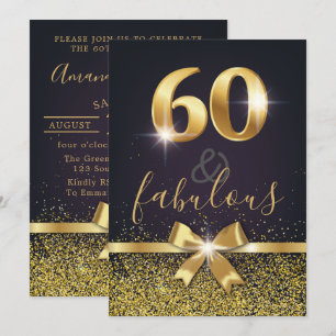 Elegante 60 u. fabelhafter GoldGlitzer-60. Einladung