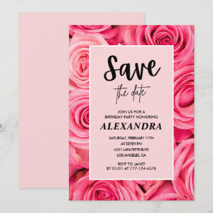 Elegante 62. Geburtstagsfeier Florale Rose Ankündi Einladung