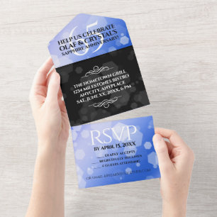 Elegante 65. blaue Saphir-Hochzeitsjubiläum All In One Einladung