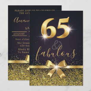 Elegante 65 u. fabelhafter GoldGlitzer-65. Einladung