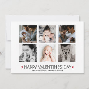 Elegante 6-Quadrat-Foto-Kollage zum Valentinstag Feiertagskarte