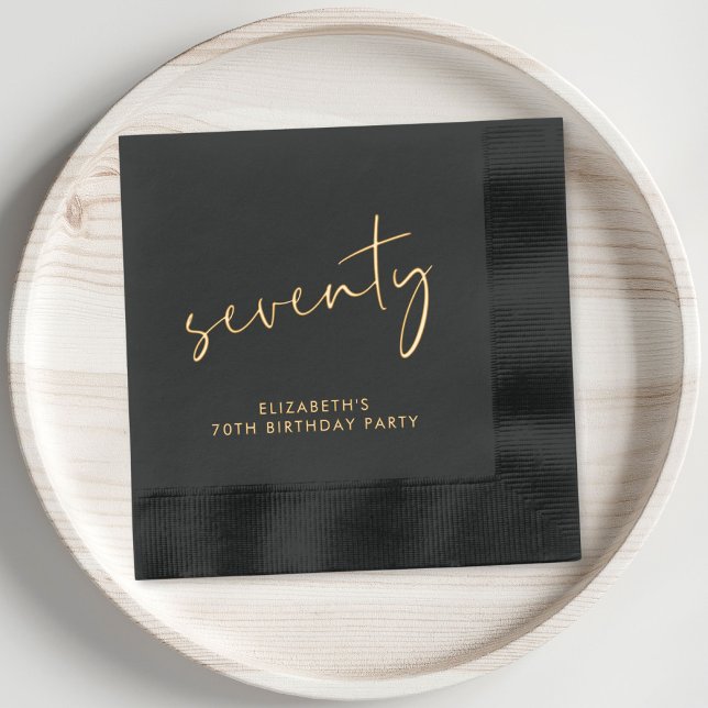 Elegante 70. Geburtstagsparty Servietten Mit Folie (Elevate your 70th birthday party decor with these chic and elegant foil stamped napkins)