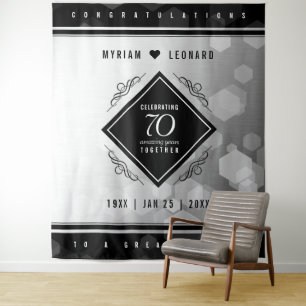 Elegante 70. Platin-Hochzeit-Jubiläum Wandteppich