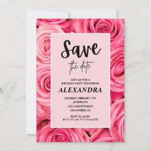 Elegante 74. Geburtstags-Einladung Pinke Rose Save Einladung