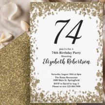 Elegante 74. Geburtstagseinladung mit goldenen Pai