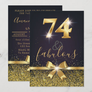 Elegante 74 u. fabelhafter GoldGlitzer-74. Einladung