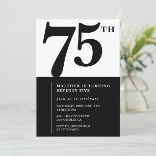 Elegante 75. Geburtstagseinladung Black Chic Moder Einladung