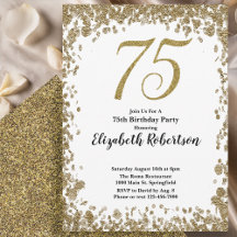 Elegante 75. Geburtstagsfeier Weiß und Gold Paille