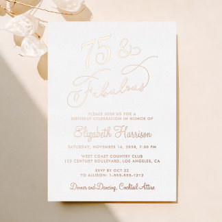 Elegante 75. Geburtstagsparty Folieneinladung