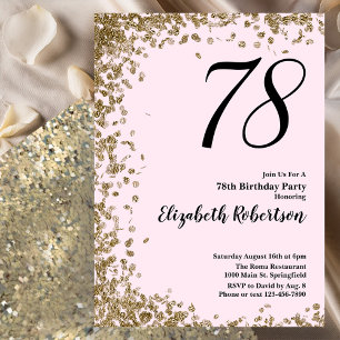 Elegante 78. Geburtstagseinladung Rosa Gold Strass Einladung