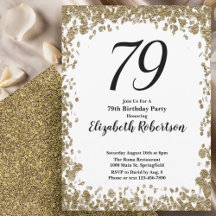 Elegante 79. Geburtstagseinladung mit goldenen Pai