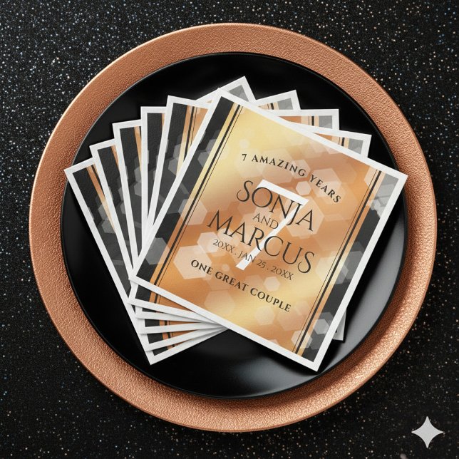 Elegante 7. Geburtstagsfeier der Kupferpresse Serviette (Elegant 7th Copper Wedding Anniversary Napkins Cover Photo)