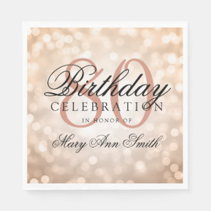 Elegante 80. Geburtstags-Rosen-GoldGlitzer-Lichter Serviette
