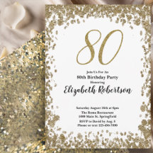 Elegante 80. Geburtstagseinladung für sie in Gold