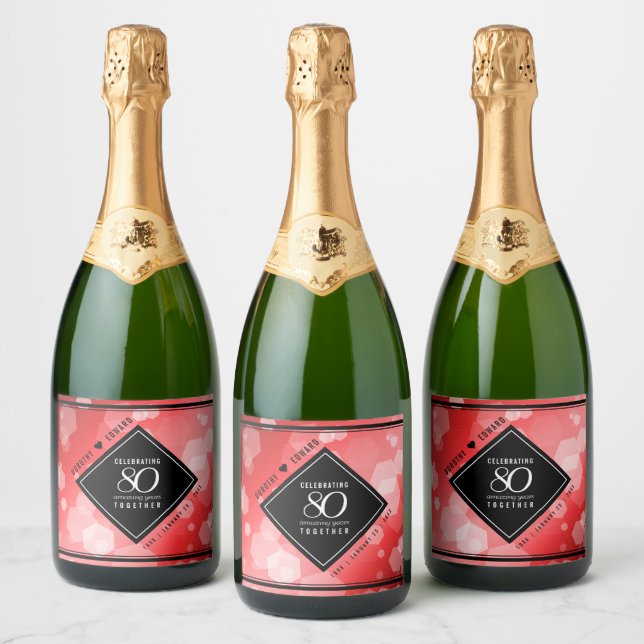 Elegante 80. Ruby Hochzeitstag Jahrestagsfeier (Flaschen)