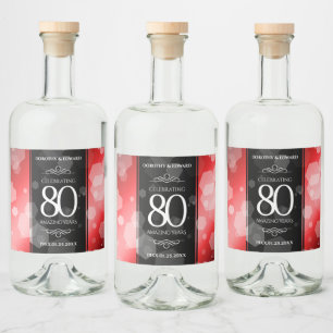 Elegante 80. Ruby Hochzeitstag Jahrestagsfeier Alkoholflaschenetikett