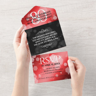 Elegante 80. Ruby Hochzeitstag Jahrestagsfeier All In One Einladung