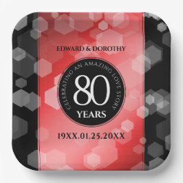 Elegante 80. Ruby Hochzeitstag Jahrestagsfeier Pappteller