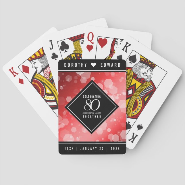 Elegante 80. Ruby Hochzeitstag Jahrestagsfeier Spielkarten (Rückseite)