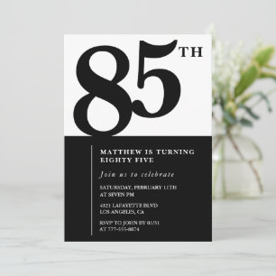 Elegante 85. Geburtstagseinladung Black Chic Moder Einladung