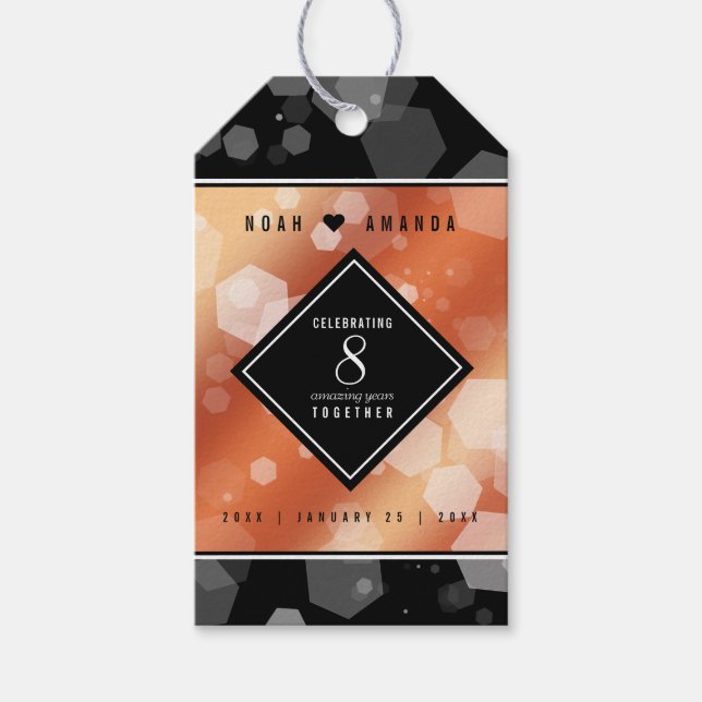 Elegante 8. Bronze Hochzeitstag Feier Geschenkanhänger (Vorderseite)