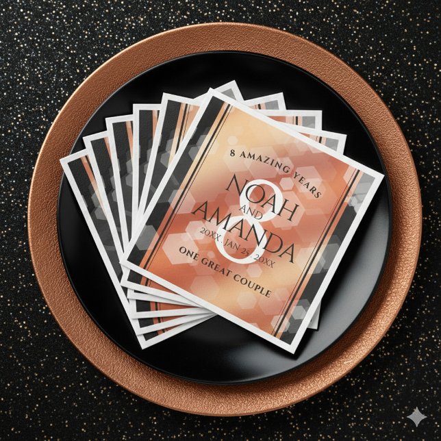 Elegante 8. Bronze Hochzeitstag Feier Serviette (Elegant 8th Bronze Wedding Anniversary Napkins Cover Photo)
