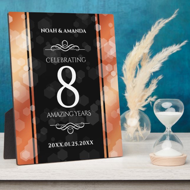 Elegante 8. Bronze Wedding Anniversary Plaque Fotoplatte (Seite)