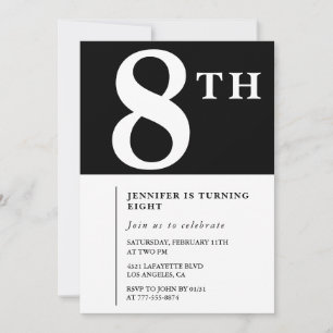 Elegante 8. Geburtstagseinladung Black Chic Girl Einladung