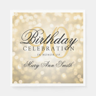 Elegante 90. Geburtstags-Party-GoldGlitzer-Lichter Serviette