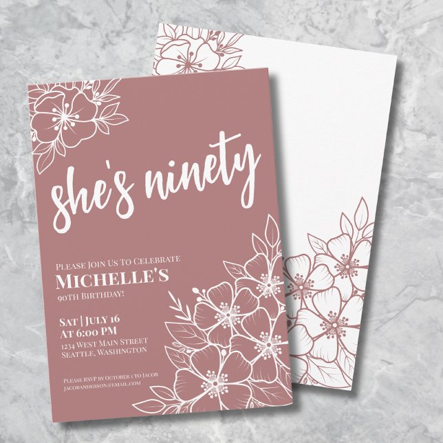 Elegante 90. Geburtstagsparty Einladung (Elegant Ninety 90th Birthday Party Invitation)