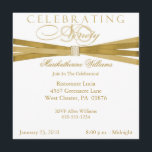 Elegante 90. Geburtstagsparty Einladungen<br><div class="desc">Ihre Gäste werden diese personalisierte, goldfarbene und weiße 90. Geburtstagsfeier mit Goldverzierungen in Imitate Liebe nehmen. Einfach aber festlich, ist die elegante, schicke, klassische, klassische 90. Geburtstagsfeier eine passende Art, Ihren Gast des neunzigsten Geburtstages der Ehre mit einem traditionellen Stil mit einem Hauch von modernem, zeitgenössischem Stil zu feiern. Sie...</div>
