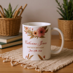 Elégante 90ème Anniversaire Mug pour grand-mère -