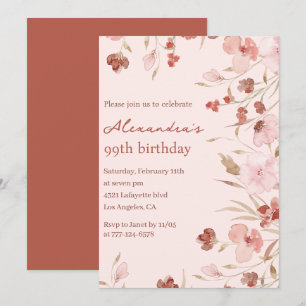 Elegante 99. Geburtstagseinladungen Floral Chic Einladung