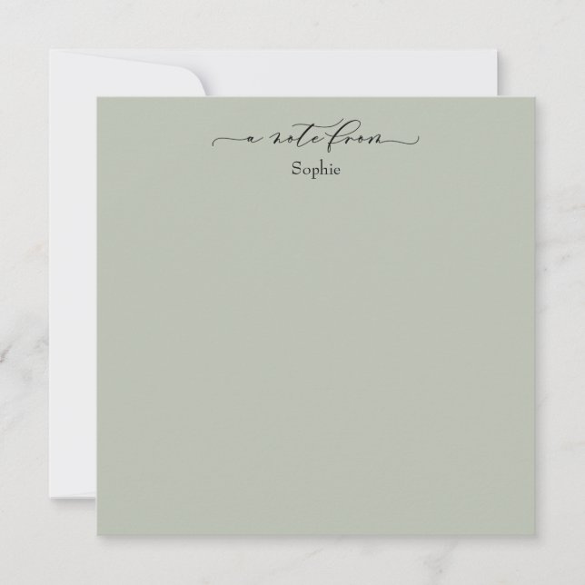 Elegante "A Note From" Einfache Karte im Hintergru (Vorderseite)