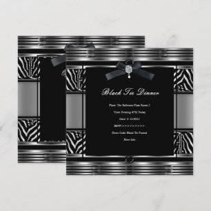 Elegante Abendgarderobe-Dinner Zebra Silber schwar Einladung