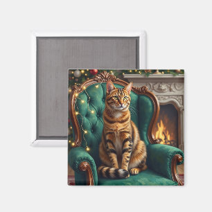 Elegante Abessinier-Katze Regales Urlaubsportrait  Magnet
