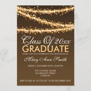 Elegante Abschluss-Party-Goldschnur-Lichter Einladung