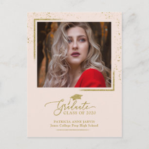 Elegante Abschlussankündigung Festliches Gold Glit Postkarte