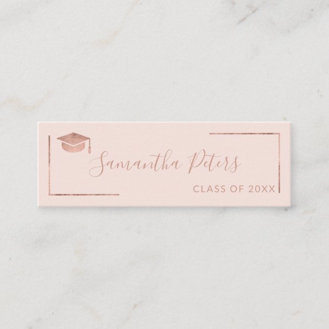 Elegante Abschlusserröten das NamensRosengold Rosa Mini Visitenkarte (Vorderseite)