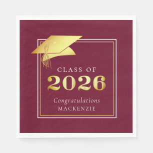 Elegante Abschlussfeier 2026 Bordeaux Gold Persona Serviette
