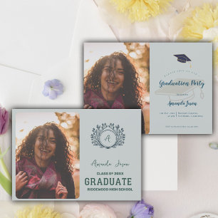 Elegante Abschlussfeier Foto Monogramm Party für A Einladung
